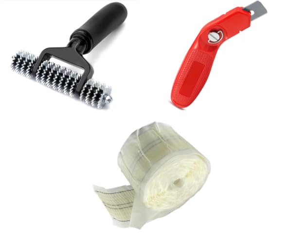ZY578 Carpet Patch Repair Kit 5-Inch Star Wheel Seam Roller 16ft Double-Sided Joining Tape and Carpet Knife No-Iron DIY Repair for Home and Office