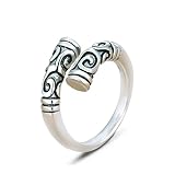 Chakrit Vintage Gold Hoop Stick Thai Silver Opening Adjustable Ring for Women Men Jewelry