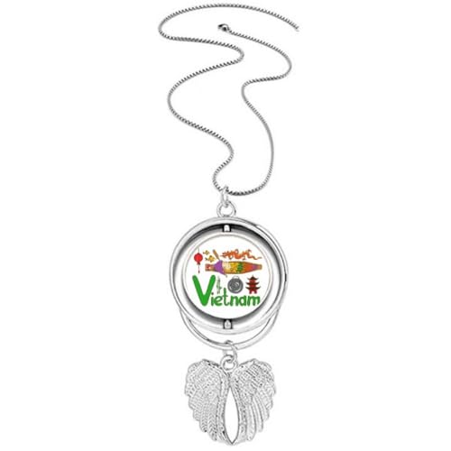 Pendentif symbole national du Vietnam et ailes d'ange rotatives en acier