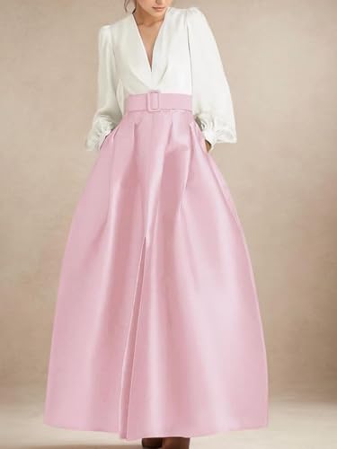 Satin Long Sleeve Prom Dresses for Women Long Formal Evening Gown Elegant A Line Wedding Guest Dress with Pocket3