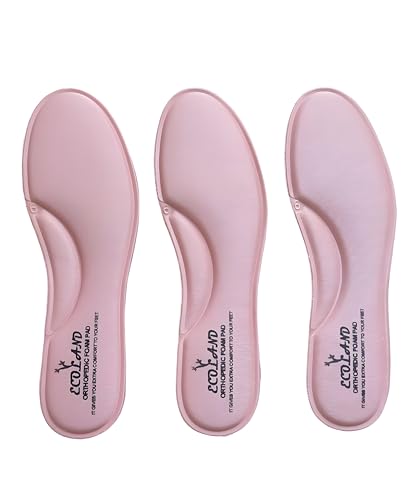Memory Foam Shoe Insoles Comfortable Insoles Supports Heel & Arch Absorbs Foot Sweat & Moisture Ultra Soft Cushioned Lightweight Durable Washable Pads FOR WOMEN'S PEACH COLOR (PACK OF 3 PAIR) (9)