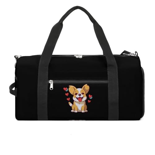 Cute Corgi Love Gym Bag Travel Duffel Bag Sports Tote Bag Workout Bag Weekender Bag for Women Men