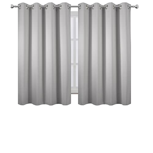 Image of LEMOMO Light Grey Blackout Curtains 52 x 54 Inch Length /Set of 2 Curtain Panels /Thermal Insulated Room Darkening Blackout Curtains for Bedroom