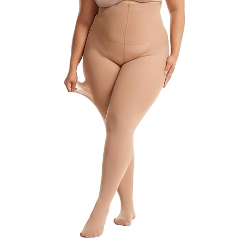 Image of Frola Plus Size Tights for Women Semi Opaque Control Top High Waist Stockings 60 Denier Women's Pantyhose 2X 3X 4X 5X