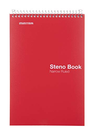 Mintra Office Steno Book - (Primary Colors, 8 Pads/Pack, Narrow Ruled) - 6Inx9In, 100 Sheets Per Pad, Poly Cover, Notebook For Writing Notes In School, University, College, Work, Office #TOP3