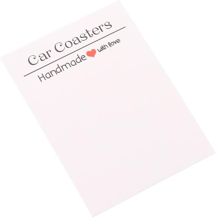 diyhub 100Pcs Car Coaster Packaging Set, White Car Coaster Display Cards with Plastic Display Bag, 3.93x2.85In