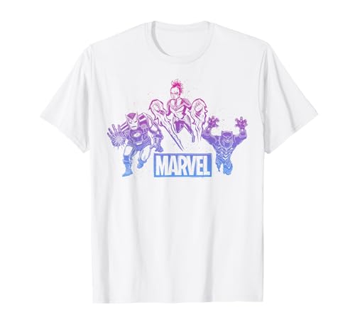 T-shirt Marvel Woodcut Group Shot au motif artistique dégradé