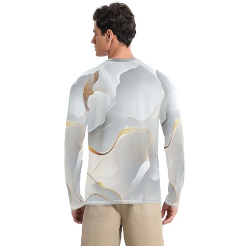Marble White Neutral UPF 50+ Sun Shirts for Men Quick Drying Elasticity UV Sun Protection Shirts Running2
