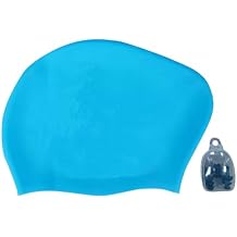 Swim Cap Women Adult, Waterproof Silicone Swimming Cap for Women Long Hair,Comfortable Durable Keep Hair Dry Swim Caps for Women with Earplugs and Nose Clip