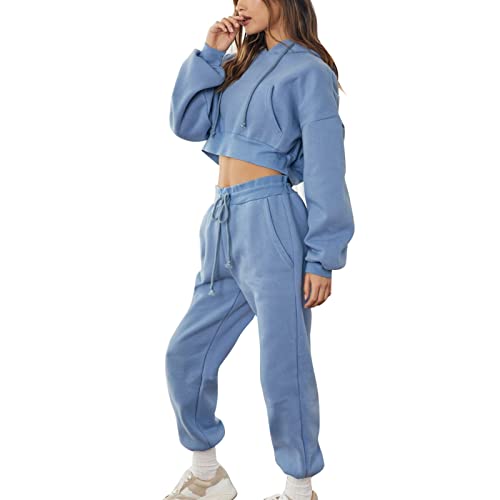 FRZY Chándal de mujer, traje deportivo de mujer con capucha con cordón en la cintura para hacer ejercicio y estar en forma. (M)