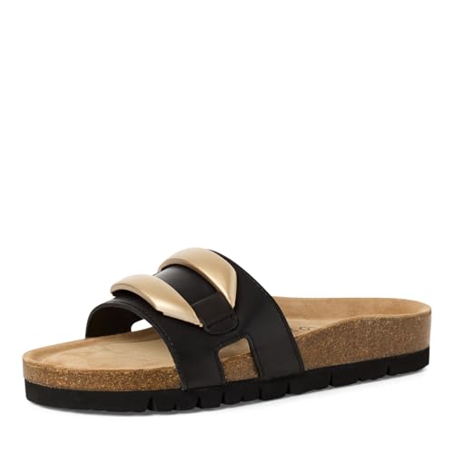 MARCO TOZZI Damen Pantoletten aus Leder Bequem, Schwarz (Black), 38 EU