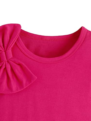 Floerns Girl's Casual Bow Front Ruffle Trim Cap Sleeve Crewneck Tee Shirt4