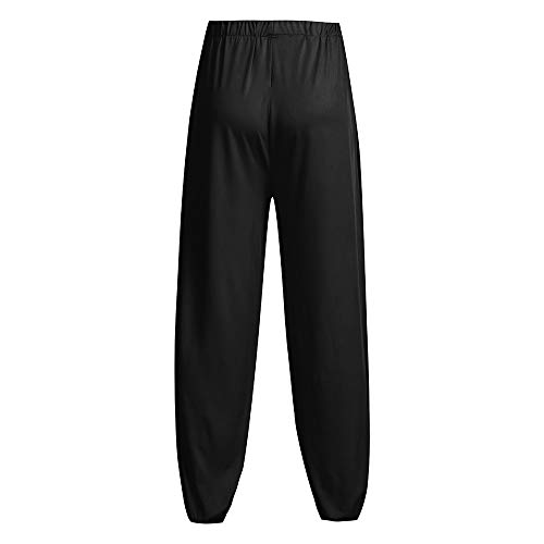 iYYVV Fashion Men\'s Casual Solid Loose Sweatpants Trousers Jogger Dancing Yoga Pant Black