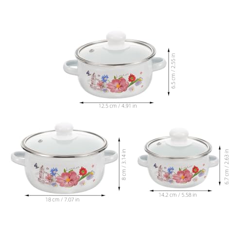 Cuisson Maison Confortable avec la Casserole Émaillée Blanche EXCEART 3 Pièces
