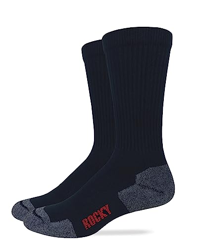 Rocky Mens Ultra Dri Full Cushion Crew Socks 2 Pair Pack (as1, alpha, l, regular, regular, Black)