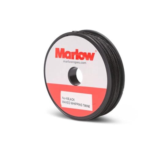 SGT Knots - Marlow Wax Polyester Whipping Twine #4 - for Rope Splice, Whipping Ropes, Sail Twine, General Utility - 134 FT Black