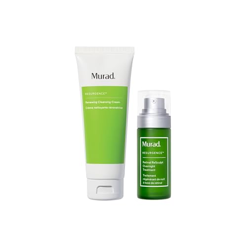Murad New &amp; Sculpted Combo - Full Size Renewing Cleansing Cream and Retinal ReSculpt Overnight Treatment for Reducing Crepey Skin and Wrinkles and Tightening Skin, Set of 2