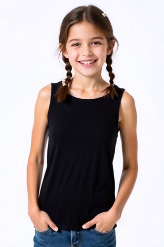 Huata Girls Tank Top 2 Packs Racerback Sleeveless Dance Athletic Shirt for Kids2