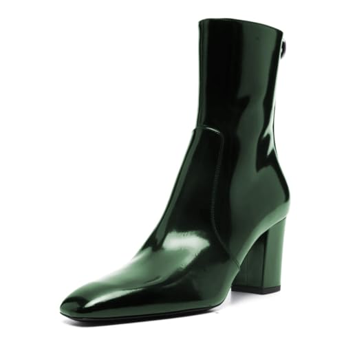 miss left Women Fashion Square Toe Ankle Boots Side Zipper