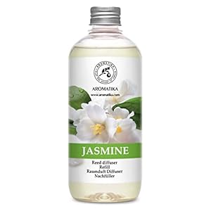 Jasmine Reed Diffuser Refill w/Natural Essential Jasmine Oil 17 Fl Oz – Fresh & Long Lasting Fragrance – Scented Reed Diffuser Oil Refill – Best for Aromatherapy – SPA – Home