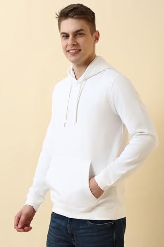 Image of Allen Solly Men's Classic Cotton Solid Hooded Sweatshirt with Kangaroo Pockets