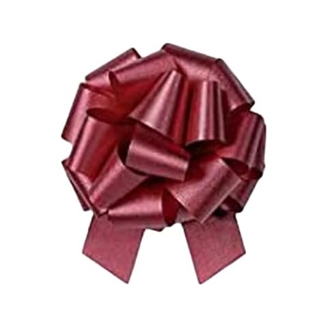 Feronia Packaging 2 Pieces Pull Bow for Gift Wrapping Gift Bows Pull Bow With Ribbon for Wedding Gift Baskets, 5.5 Inch 20 Loop in Burgundy Color Cover