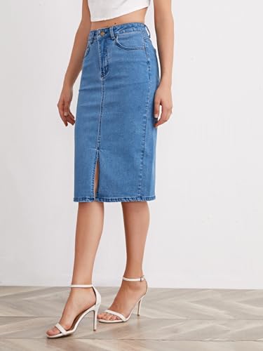 Image of GRECIILOOKS Denim Skirt for Women | Long Skirt for Women | Skirt for Women | Denim Skirt for Women Long | Pencil Skirt for Women