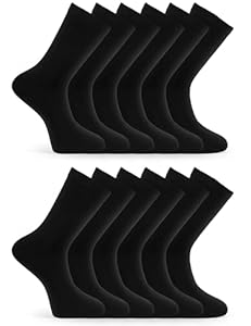 Basic Treasure 12 Paar Socken, Schwarze Socken Herren 43-46, soft Baumwolle, Socks Herren 43-46 für Business, Sport und Alltag