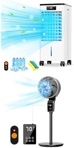 3-IN-1 Evaporative Swamp Cooler Air Conditioner with Standing Oscillating Fan