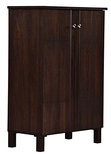 Image of DeckUp Alvo 2-Door Engineered Wood Shoe Rack (Walnut, Matte Finish)