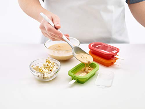 Lékué Set of 4 Stackable Popsicle Molds + Sticks & Lids | Homemade Freezer Ice Pops & Frozen Snacks | Flexible Platinum Silicone for Easy Fill & Unmold | Reusable & Dishwasher Safe| Multicolor by Lekue - Image 3