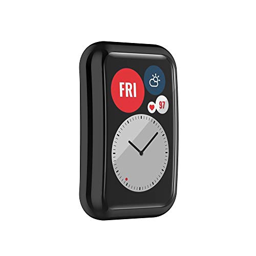 Tencloud Cases Compatible With Huawei Watch Fit Smartwatch Men Women Watch Case Soft Tpu Shockproof Bumper Cover Screen Protector Case For Watch Fit Accessories (Black+Clear) #TOP2