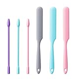 6 PCS Silicone Wax Stick Set, Hair Removal Waxing Spatulas, Non-Stick Wax Applicator Sticks for Hair, Reusable Silicone Stir Sticks (Pink, Gray, Purple, Cyan)