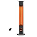 Outdoor Electric Patio Heater, ThermoMate 1500W Freestanding & Wall-mounted Infrared Heater with Remote, 8 Heat Levels, 8H Timers, Tip-Over & Overheat Protection, IP65 Waterproof Tower Space Heater