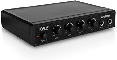 Pyle Portable Microphone Mixer Karaoke System with Dual Mic Support, 3.5mm Stereo Type Audio Input Jack & RCA Type Audio / Video Output Jack - Ideal for DJ Sound, Home Party, & Theater