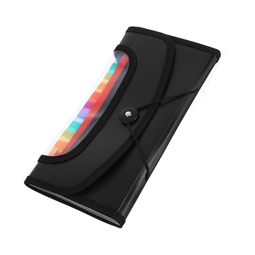 Lurrose Eleganter Akkordeon-aktenordner Mit 13 Abschnitten Bargeld-Organizer Für Büropapiere Quittungsumschläge Couponheft Schwarz