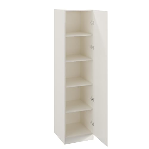 Image of Burlyworth Fanciable Engineering Wood Wardrobe Almirah for Clothes with 1 Door | Single Door Cabinet Closet Organizer | Multipurpose Cupboard for Bedroom Living Room | 43 x 42 x 180 CM (White)