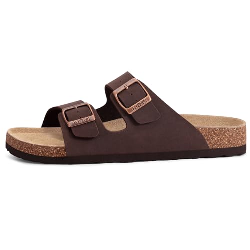 Image of KIDMI Unisex Summer Sandals Arch Support Cork Footbed Slide Sandals with Double Adjustable Buckle for Women Men