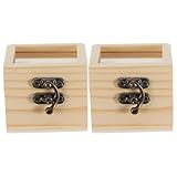SHINEOFI 2pcs Wooden Specimen Display Cases with Glass Lid for Butterfly Insect Storage, Unfinished Square