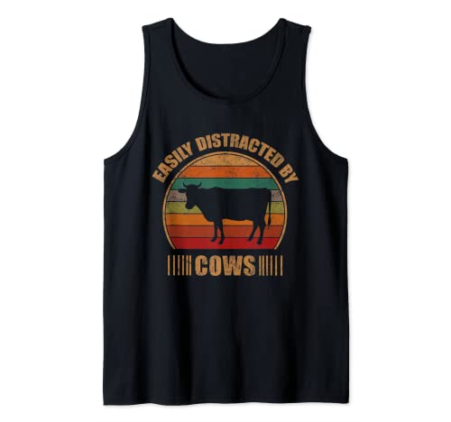 Retro Farmer Farm Cow Lover | Easily Distracted By Cows Canotta