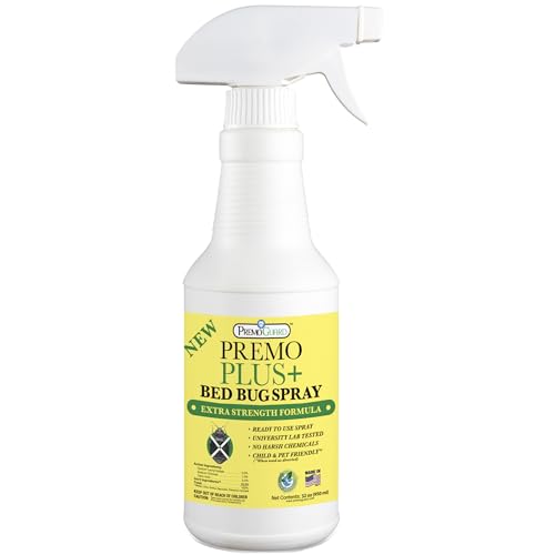 Premo Plus+ Bed Bug Spray Extra Strength – 32 oz – Fast Acting Bed Bug Treatment & Killer – Stain & Scent Free – Child & Pet Safe – Powerful New Stronger Formula – Natural with No Harmful Chemicals
