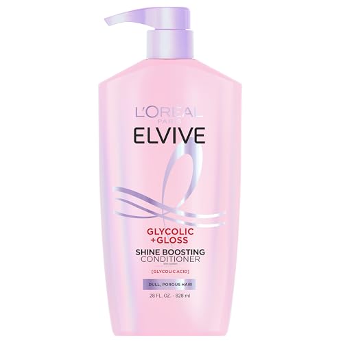 LOreal Paris Elvive Glycolic + Gloss Shine Boosting Conditioner Cleanses and Smooths Dull Porous Hair Into High-Shine Glossy Hair 28 Fl Oz