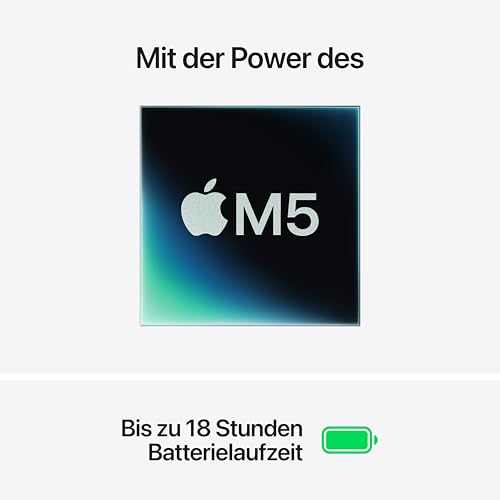 Apple 15" MacBook Air Laptop, M5 Chip mit 10‑Core CPU und 10‑Core GPU: Entwickelt für KI, 15,3" Liquid Retina Display, 16 GB gemeinsamer Arbeitsspeicher, 1 TB SSD, Touch ID, WLAN 7; Silber 2