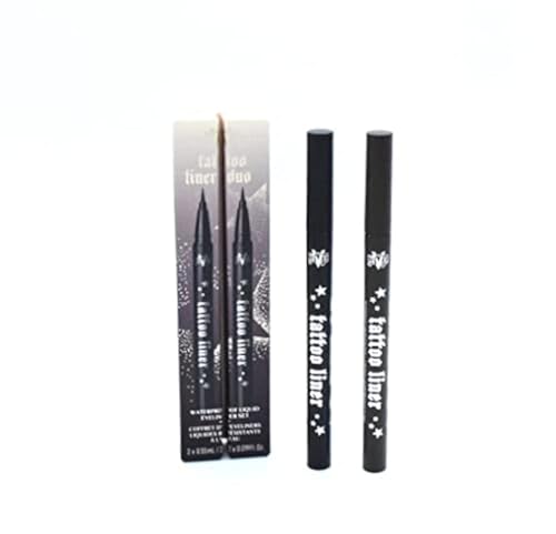 Kat Von D Cosmetics Tattoo Liner Duo Waterproof Liquid Eyeliner Set Trooper Black, Mad Max Brown, 2 Count (Pack of 1)