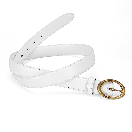 Womens Belt - CR Leather Belt Women Casual for Jeans Pants Dress - Belts with Gold Buckle for Women Fashion