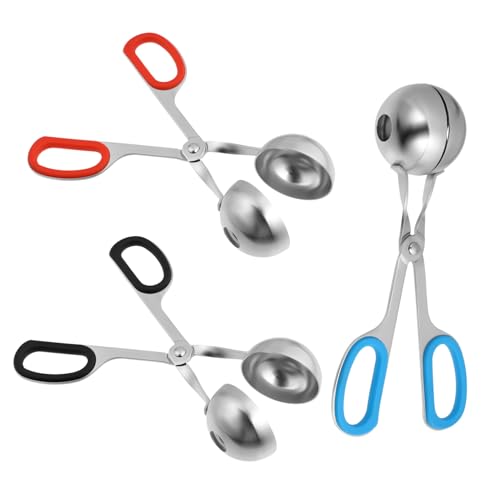 FUNOMOCYA Machine à Boulettes de Viande Outil de Fabrication de Boulettes Lot de 3 Pinces en Acier Inoxydable Cake Pops de Pâte Accessoires Cuisine Polyvalents