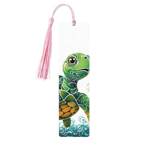 5ピース 木製しおり メンズ レディース カートゥーン カメ柄 木製 しおり ユニークなハンドメイド ブックマーク タッセル付きペンダント クラフトブックマーク ブック愛好家 誕生日 先生へのギフトに