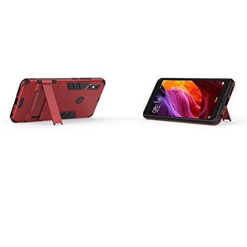 Xiaomi Redmi Note 5 Pro/Redmi Note 5 Hülle, MHHQ Hybrid 2in1 TPU+PC Schutzhülle Rugged Armor Case Cover Dual Layer Bumper Backcover mit Ständer für Xiaomi Redmi Note 5 Pro -Red
