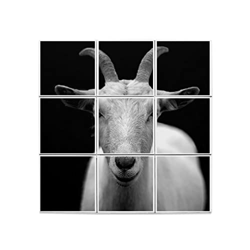 Carreaux céramique bouc blanc 15,2x15,2cm lot de 9 pour fresque murale