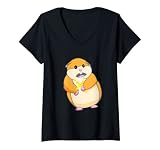 Womens Scared Screaming Hamster with Cross Meme Kawaii V-Neck T-Shirt